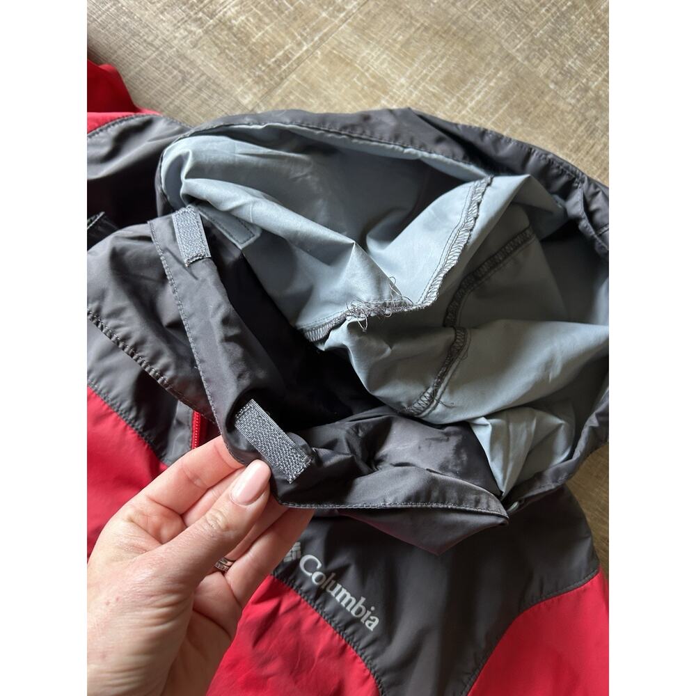 Columbia Windbreaker Jacket Mens S Red Gray Hooded Lightweight Rain Coat - Picture 10 of 12